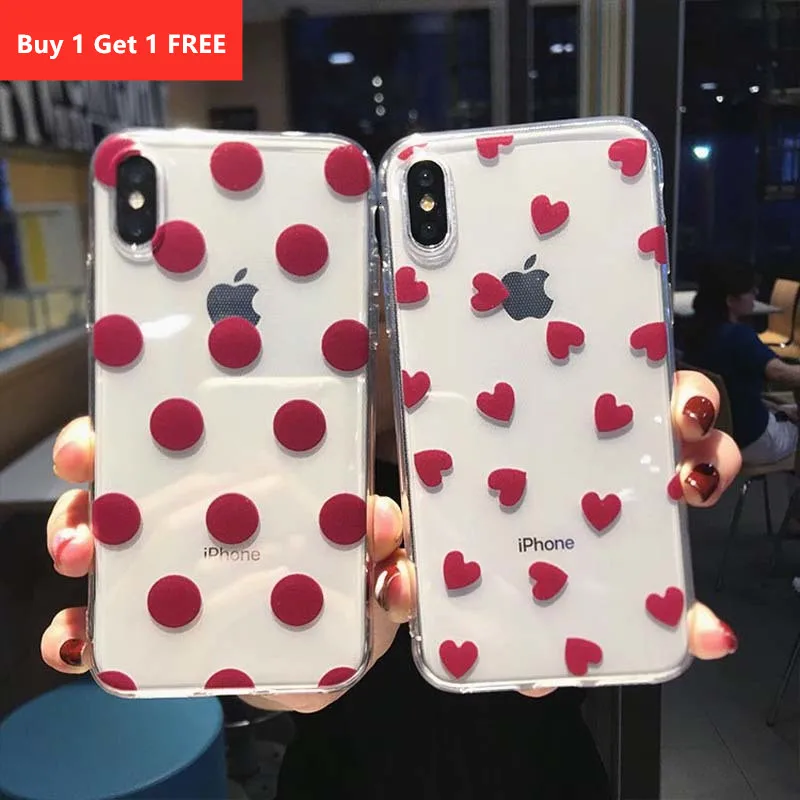 Прозрачный бордовый чехол для телефона s iphone XS Max XR X 8 7 6 6S Plus 5 5S SE в горошек с