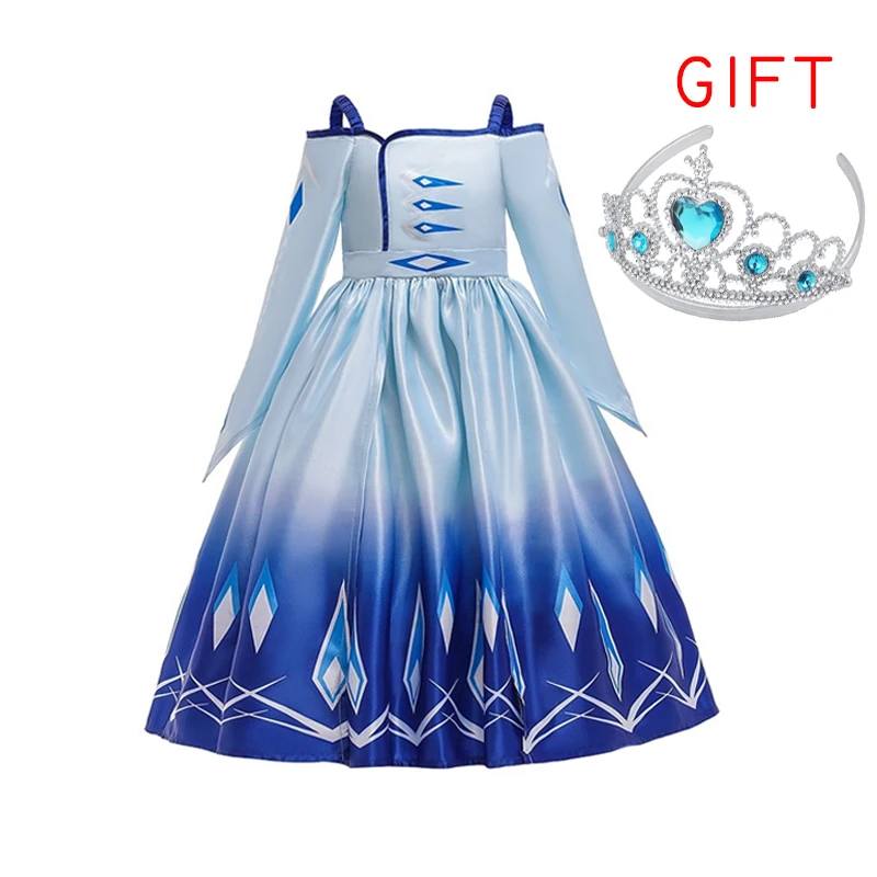Aisha Dress For Girls Clothing ice Snow Elsa Christmas Cosplay Birthday Carnival Party Princess Strap Dresses 3-11 year | Детская одежда