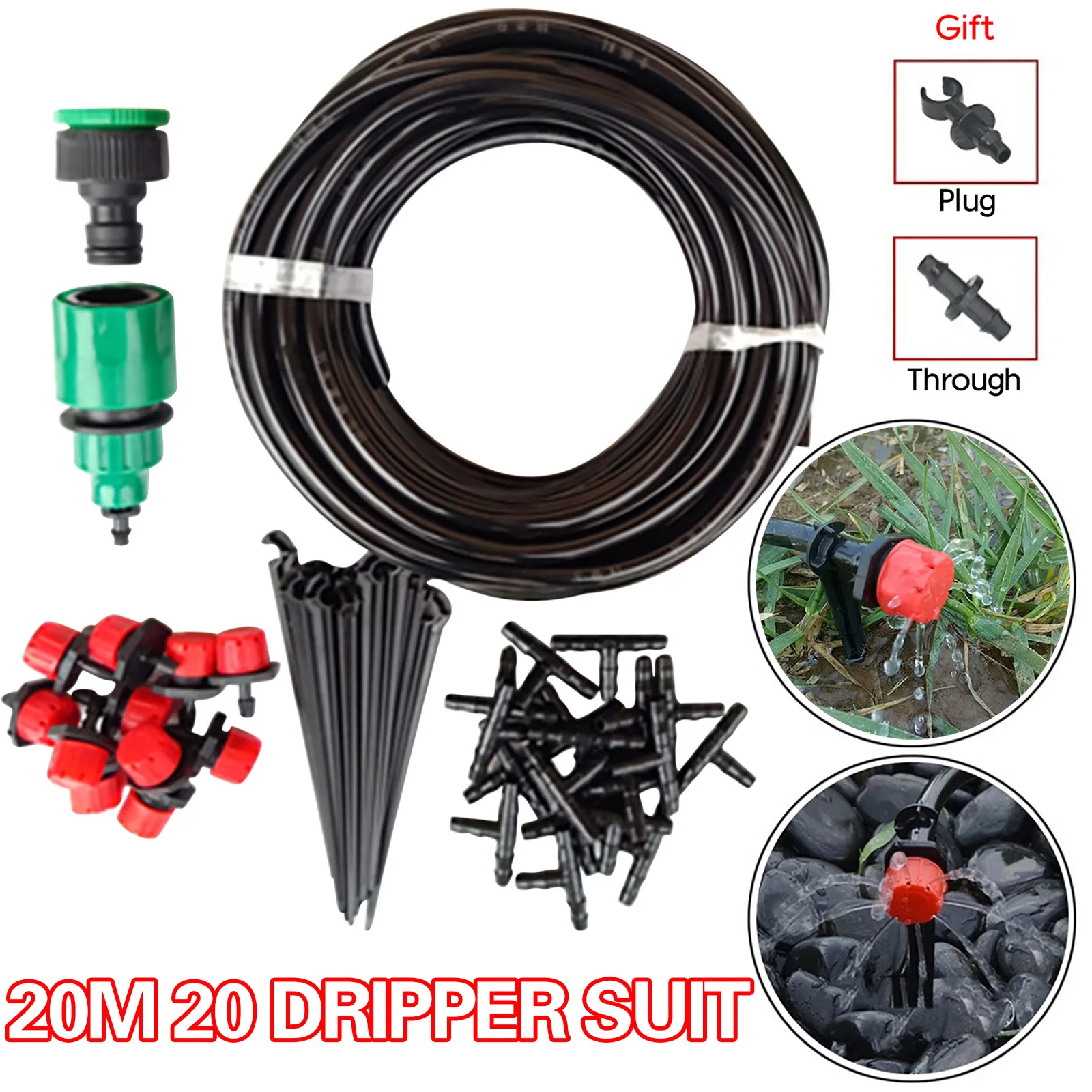 

20M-10M DIY Drip Irrigation System Automatic Watering Garden Hose Micro Drip Watering Kits with Adjustable Drippers