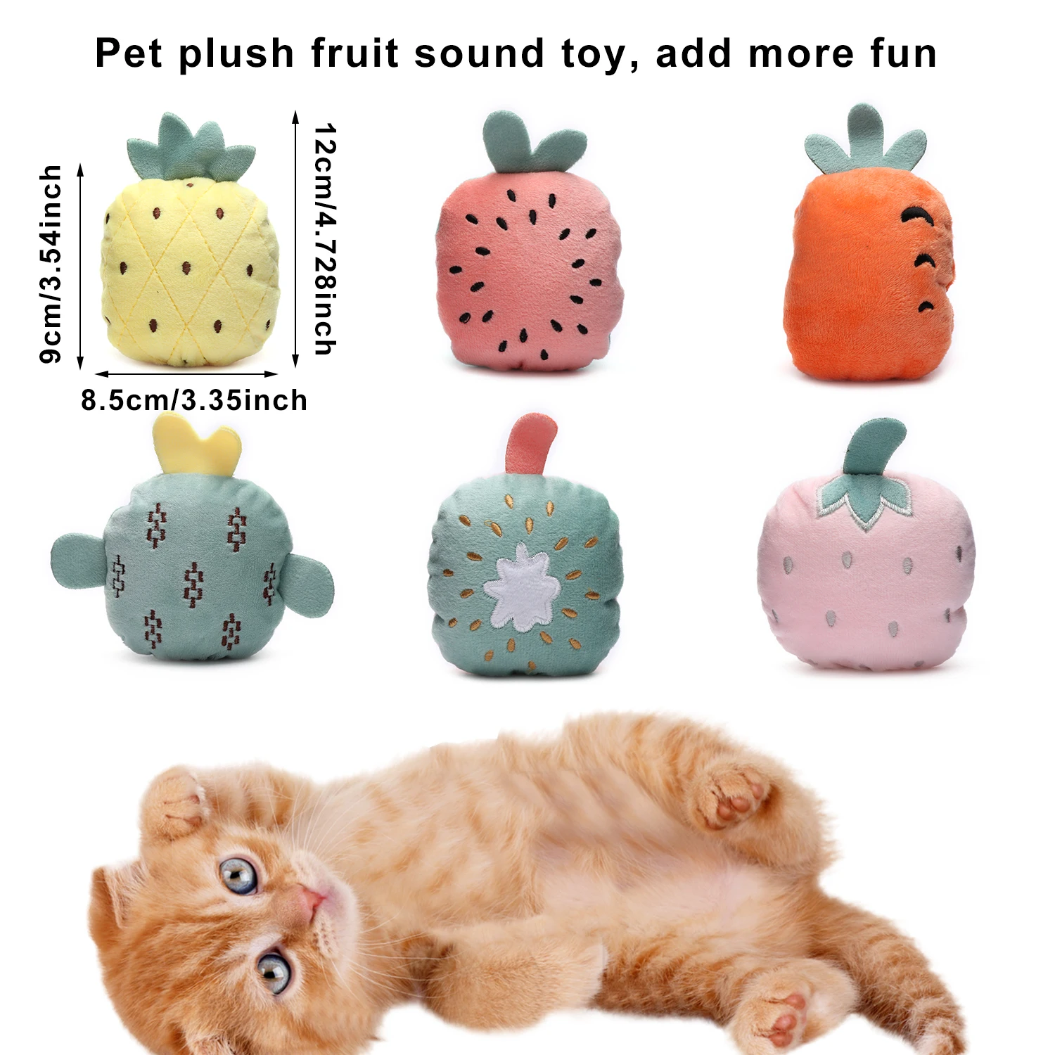 Мягкие плюшевые игрушки для домашних животных 6 шт. фрукты кошка интерактивные