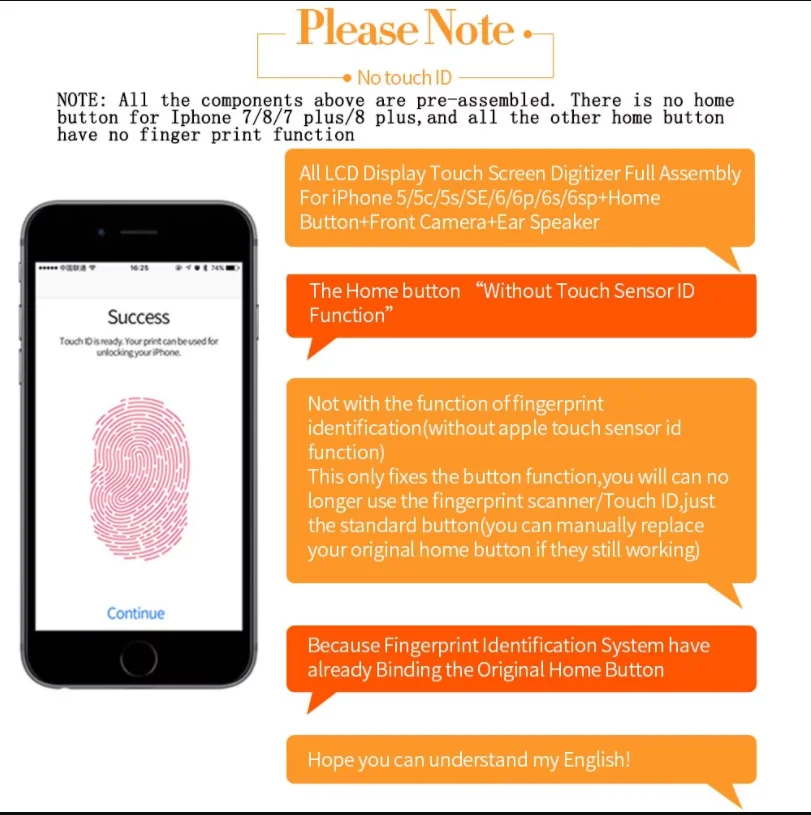 Полный комплект ЖК-дисплея в сборе для iPhone 7 6S 8 дисплей с сенсорным экраном iphone5 5S