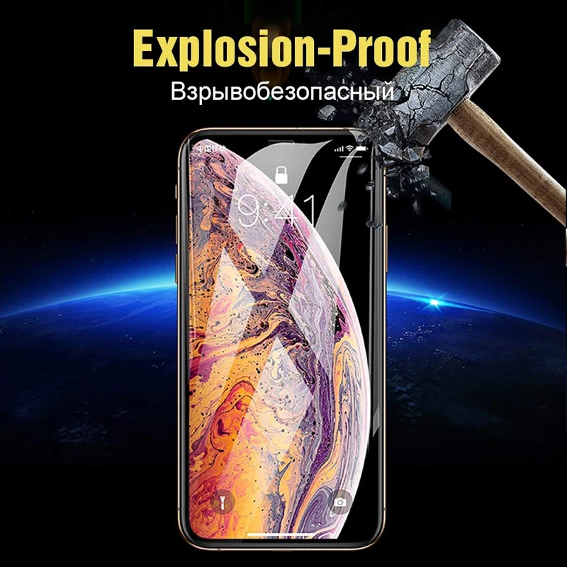 28D полное покрытие из закаленного стекла для iPhone 7 8 Plus 6 6S X XR XS Max Защитная пленка для экрана Замена клея