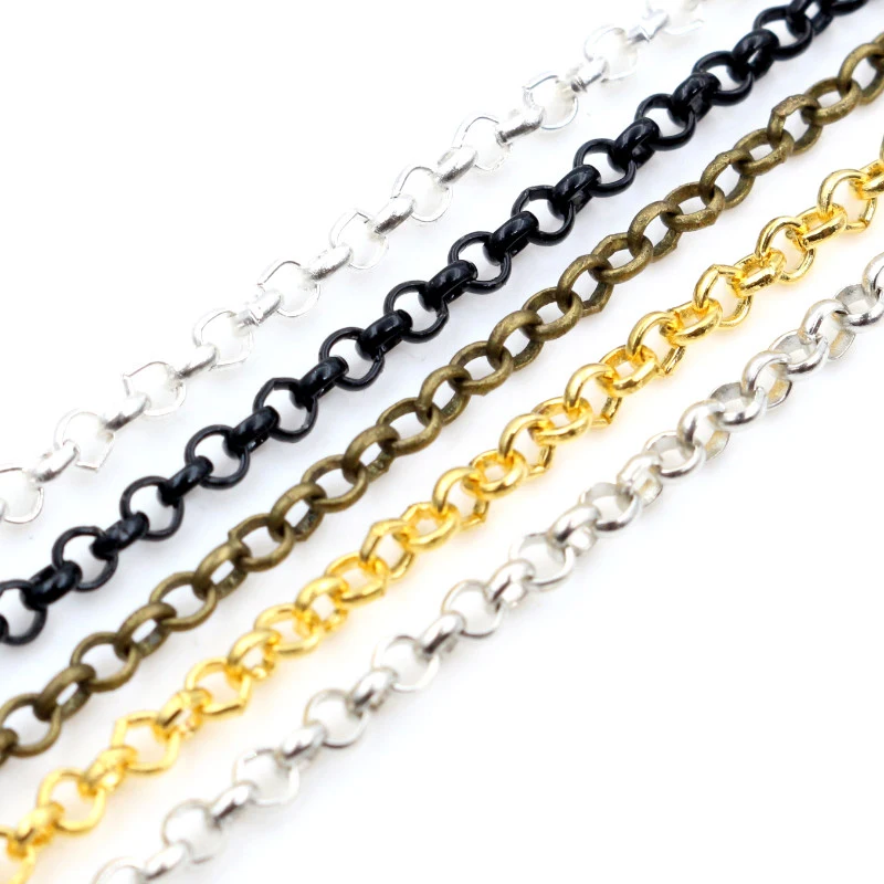 5 Meters/lot 2.0mm 2.5mm 5 Colors Plated O-ring Unwelded Iron Cable Chains Necklace DIY Jewelry Making Findings Accessories