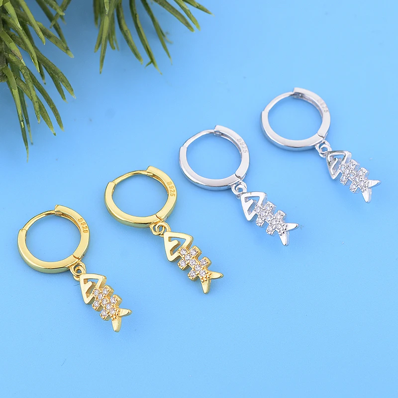 FC ювелирные изделия 925 Серебро Французский золотой цвет рыба кость знак