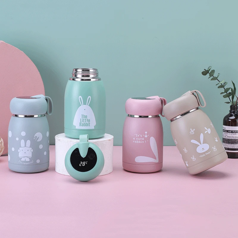 

304 Thermos Bottle Smart Thermos Mug Cute Cartoon Big-bellied Mug Stainless Steel Smart Mug Cute Water Bottle Thermos Bottle