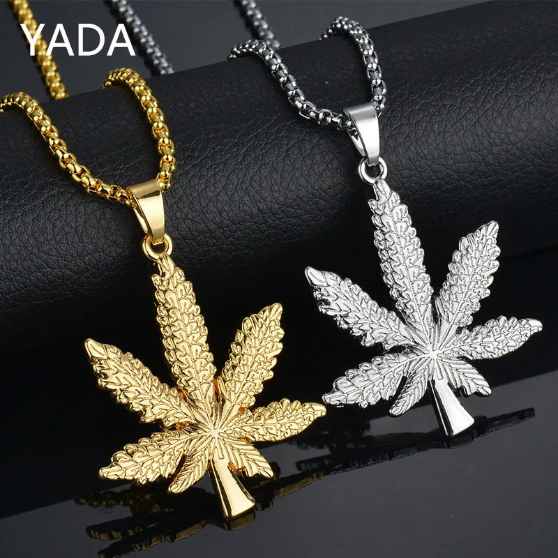 

YADA Fashion Maple Leaf Presents&Necklace For Men Women Jewelry Hip Hop Necklaces Stainless Steel Dropshipping Necklace SE210073