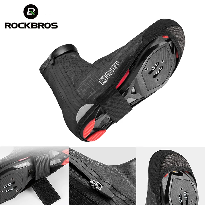 

ROCKBROS Thermal Cycling Shoe Cover Reflective Rainproof High Elastic Adjustable Windproof Ski Bike m MTB Shoe Covers Overshoes