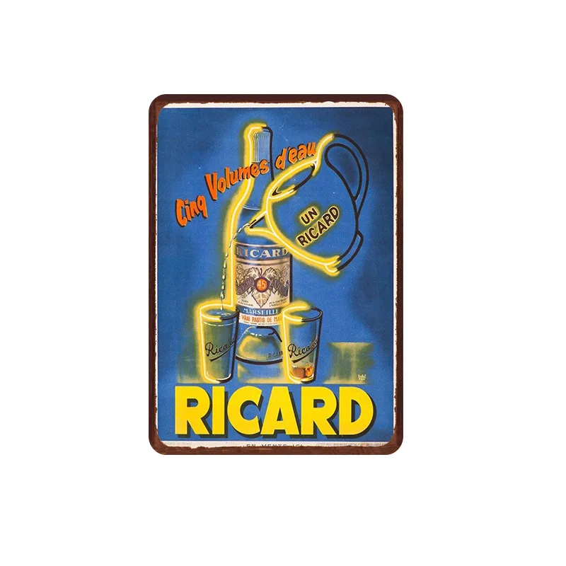 Желтый пивной горшок Ricard металлическая Жестяная Табличка с надписью Ретро