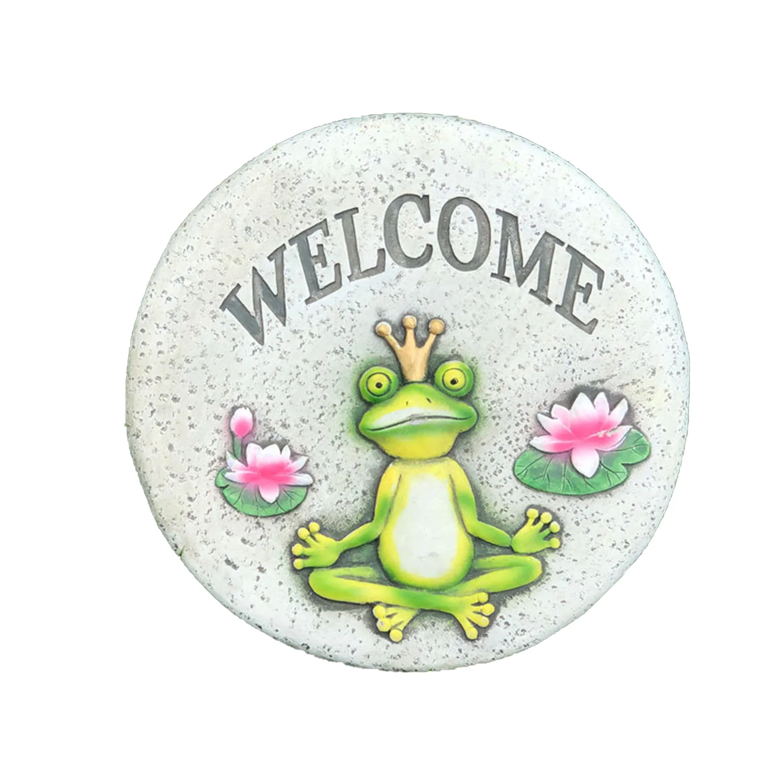 

Stepping Stone Lotus Frog Welcome Printed DIY Concrete Outdoor Durable Garden Decor Easy Clean Home Gift Pathway Lawn Waterproof