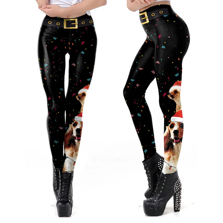 Рождественские костюмы для Хэллоуина с 3D принтом, боди, сексуальные эластичные штаны для йоги, колготки, леггинсы, карнавальные брюки
