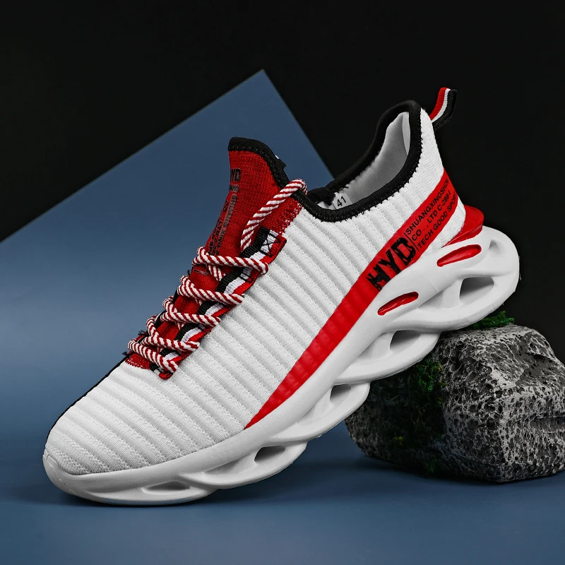 

Men Running Shoes Breathable Flying Woven Twist Bottom Athletic Men Sport Jogging Sneakers Big Size 48