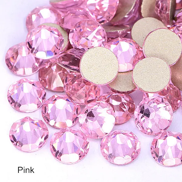 Pink Ss30, 8, большие, 8, маленькие, 16 граней, Стразы для ногтей, стеклянные стразы с плоской задней стороной, много цветов, не Горячие Стразы для украшения ногтей B3744 - Цвет: Pink