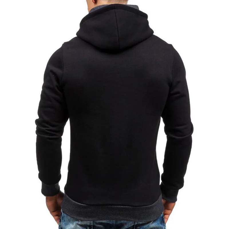 

New Casual Solid Mens Hoodies Diagonal Zipper Long Sleeve Hoodie Sweatshirts Men Hoody Pullover Sweatshirt Hooded Sweat Homme