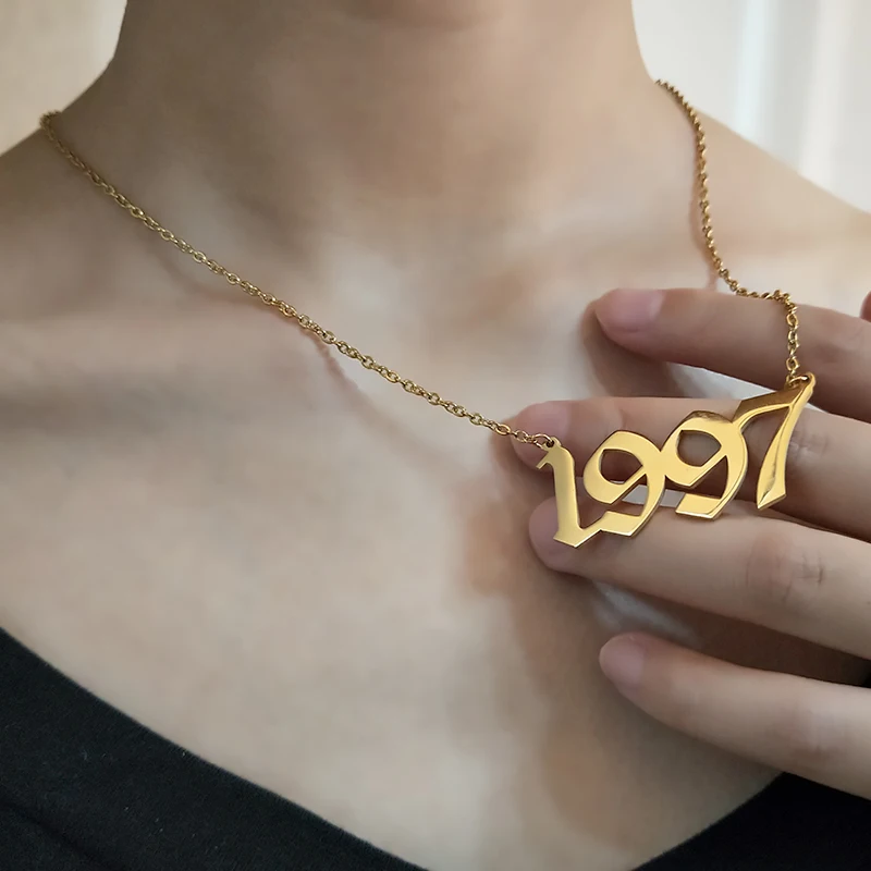 Персонализированные Старый Английский Дата ожерелье s Готический 1985 1986 1987 1988 1989