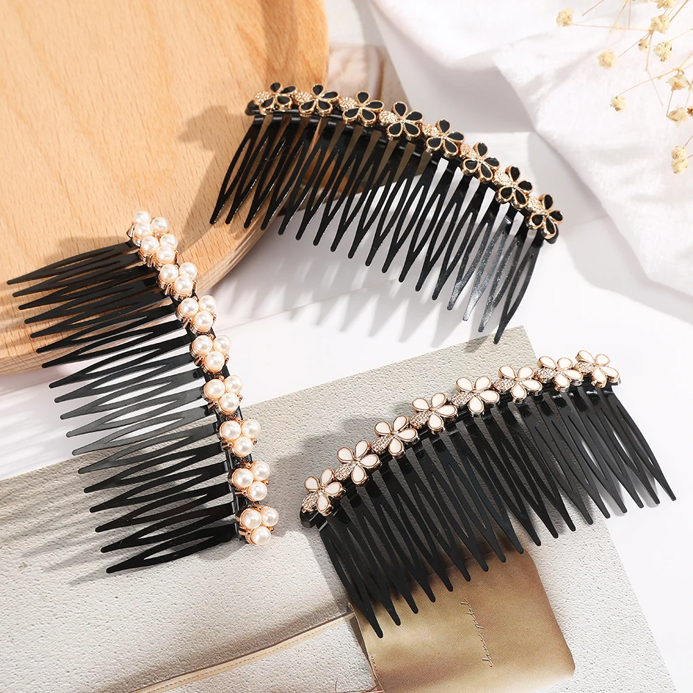 AWAYTR Fashion Women Hairpins Rhinestone Pearl Hair Combs Clip Claw Barrettes Maker Bun Accessories Headwear |