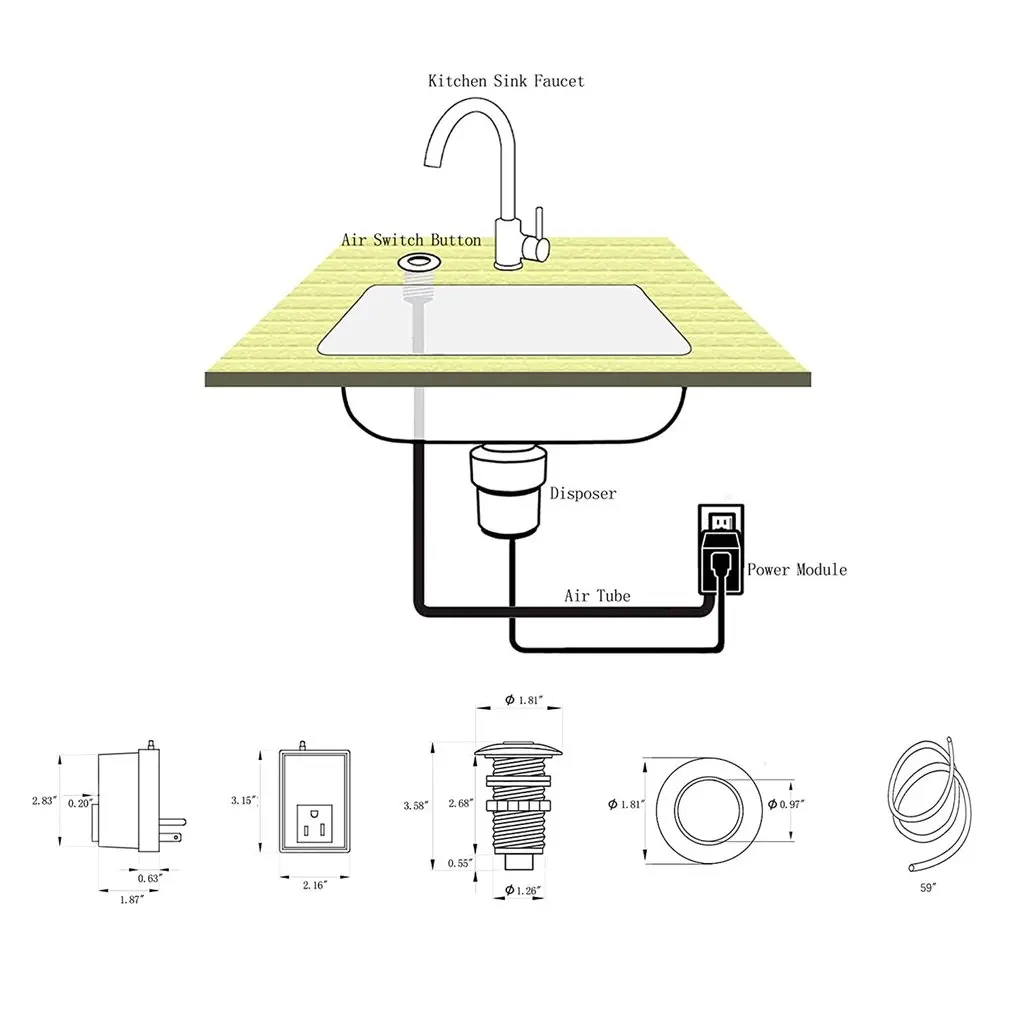 Комплект переключателей для удаления мусора сверху раковины корпус из