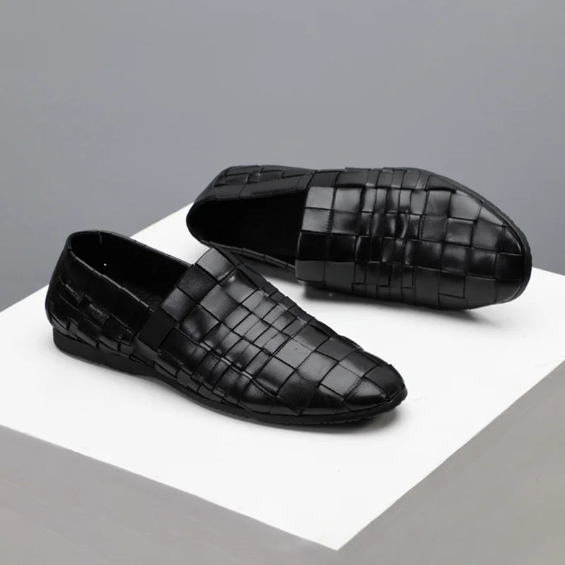 Мужская обувь ручной вязки из натуральной кожи дышащая повседневная в