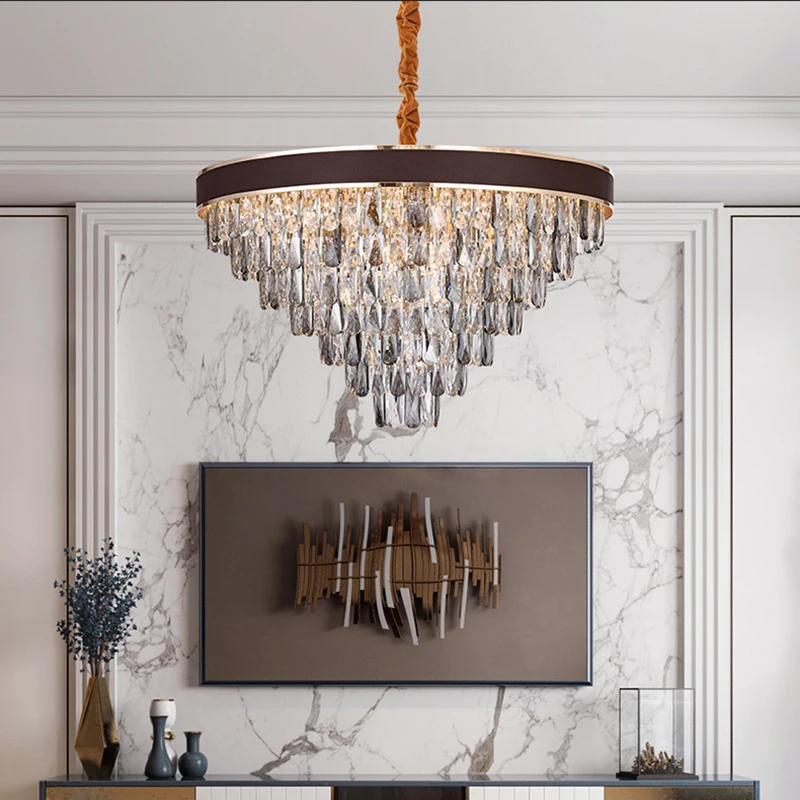 

Хрустальная светодиодная люстра, современный Золотой металлический потолочный светильник для гостиной, осветительный прибор для спальни