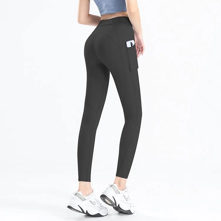 

Leggings Women Yoga Pants Fitness Exercise Mat Matte Nude Side Pocket Peach Hip Tights Sheer Joggers Sexy black