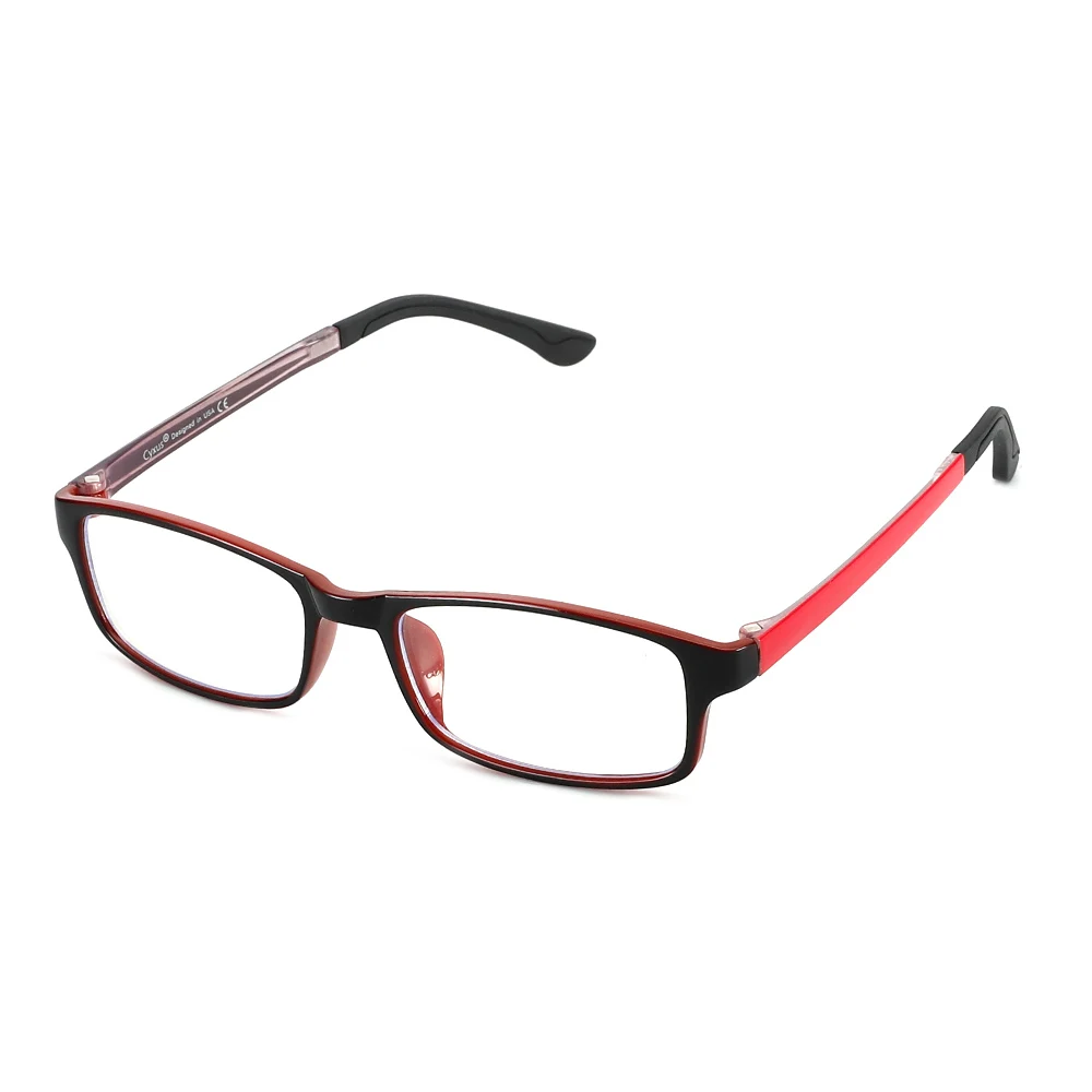 Red and black Cyxus синие световые блокирующие очки TR90 прямоугольные компьютерные очки анти глаза глазные прозрачные линзы унисекс 8327 - Цвет оправы: Red and black
