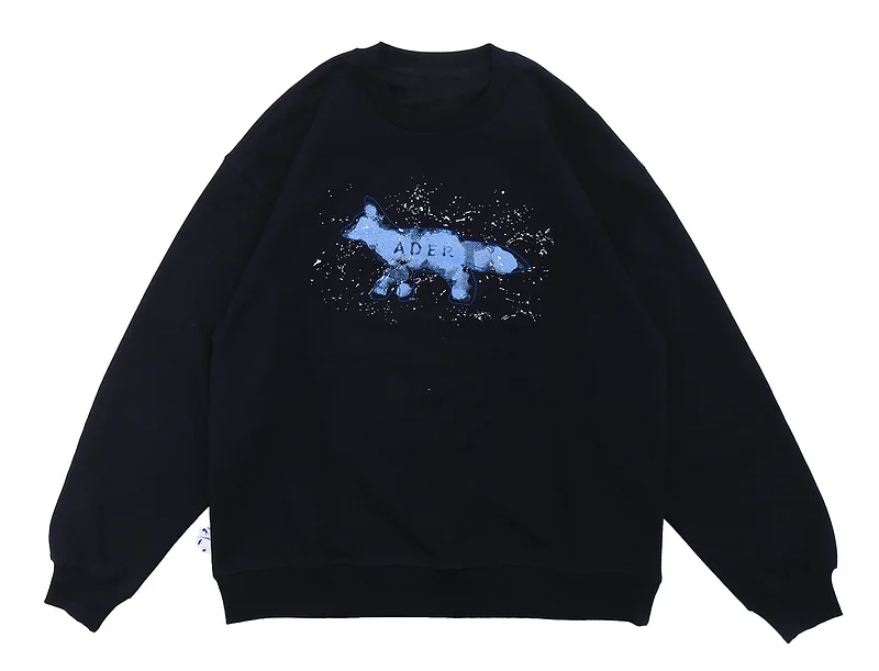 

2021 Adererror Blue Horse Print Pullove Oversized Hip-hop High Street Sweatshirt Men Women Couple Fleece Crewneck