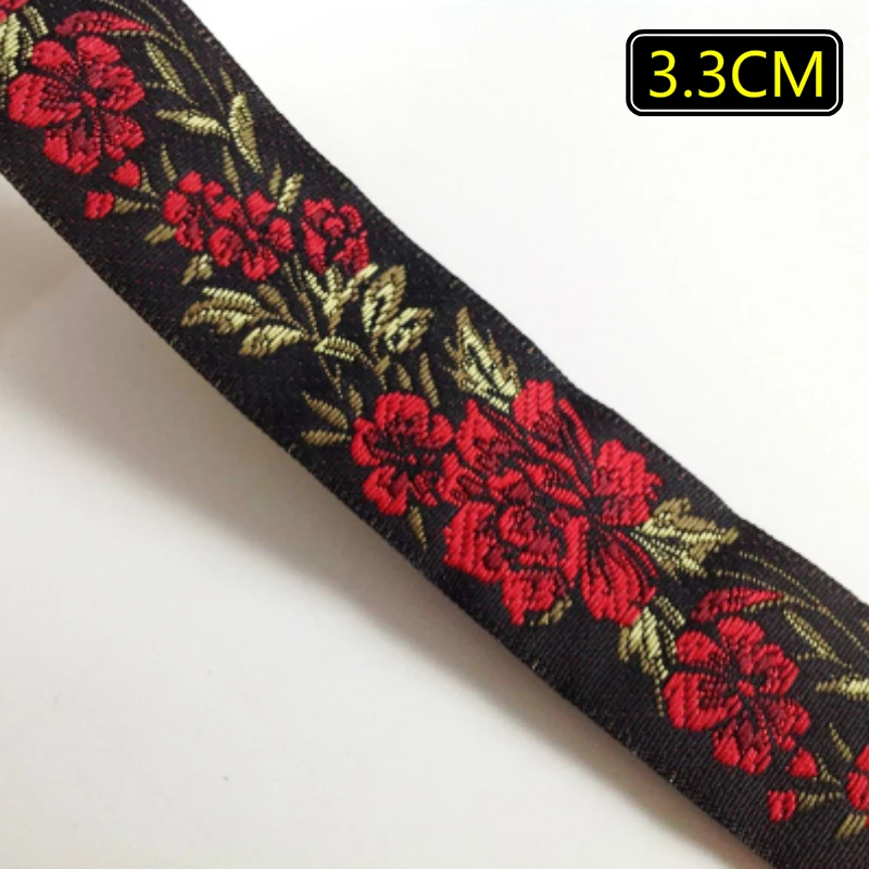 5yard/lot 2CM 3.3CM 5CM Red Rose Flower Woven Jacquard Ribbon Pattern For Curtain And Clothing Accessory | Дом и сад