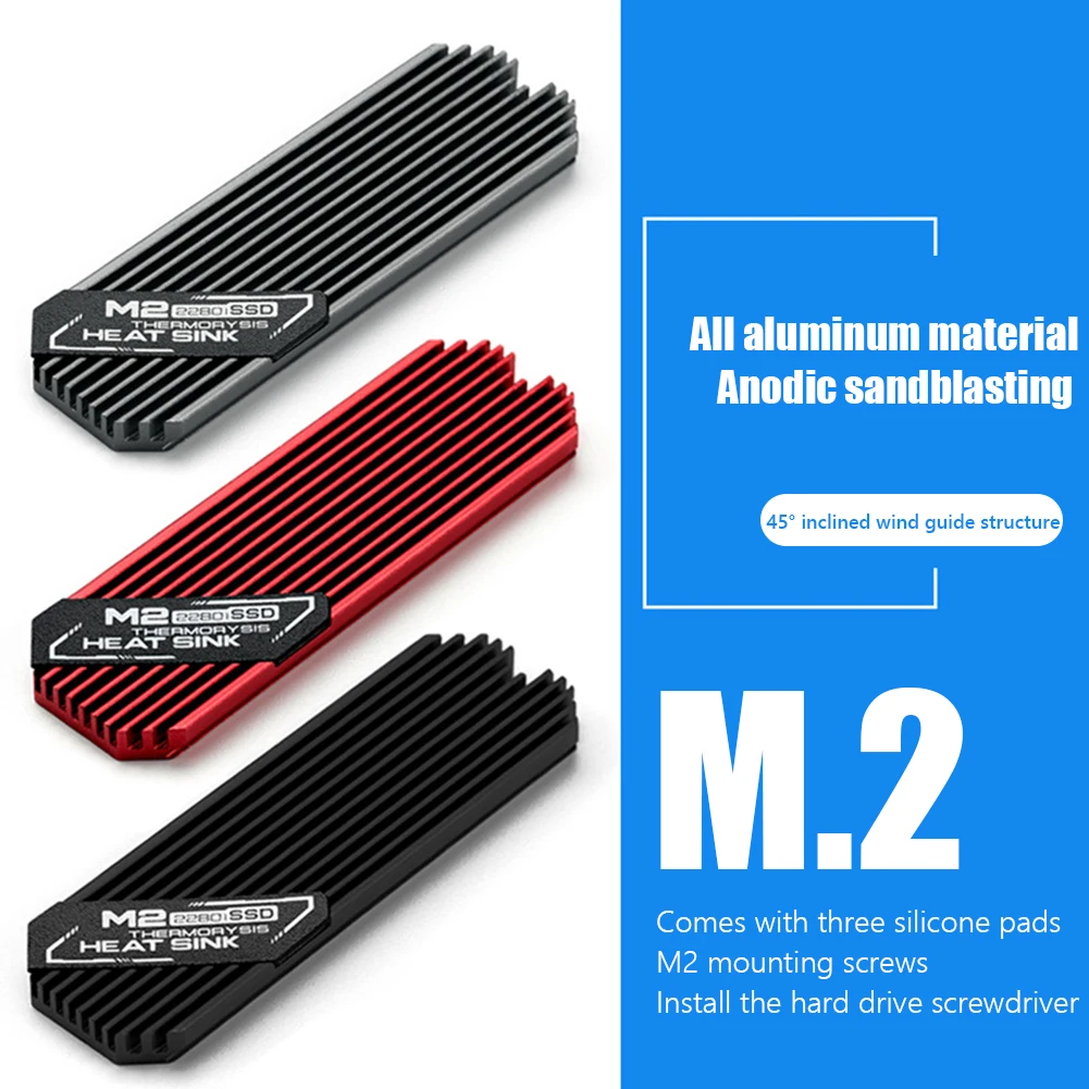 

M.2 Solid State Hard Disk Heatsink Aluminum Alloy Thermal Pad Heat Radiator for PCIE 2280 SSD Only Support 2280mm M.2 Hard Disk