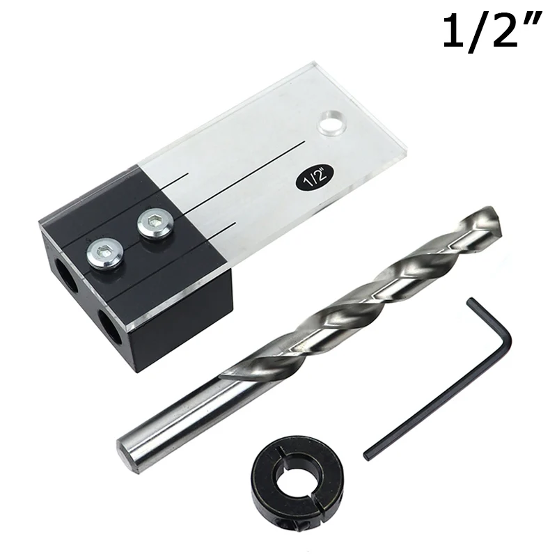 1/2'' 3/8'' 1/4'' Dowel Drilling Jig Kit Pocket Hole Acrylic Faces Drill Guide Locator DIY Woodworking Carpentry Tools |