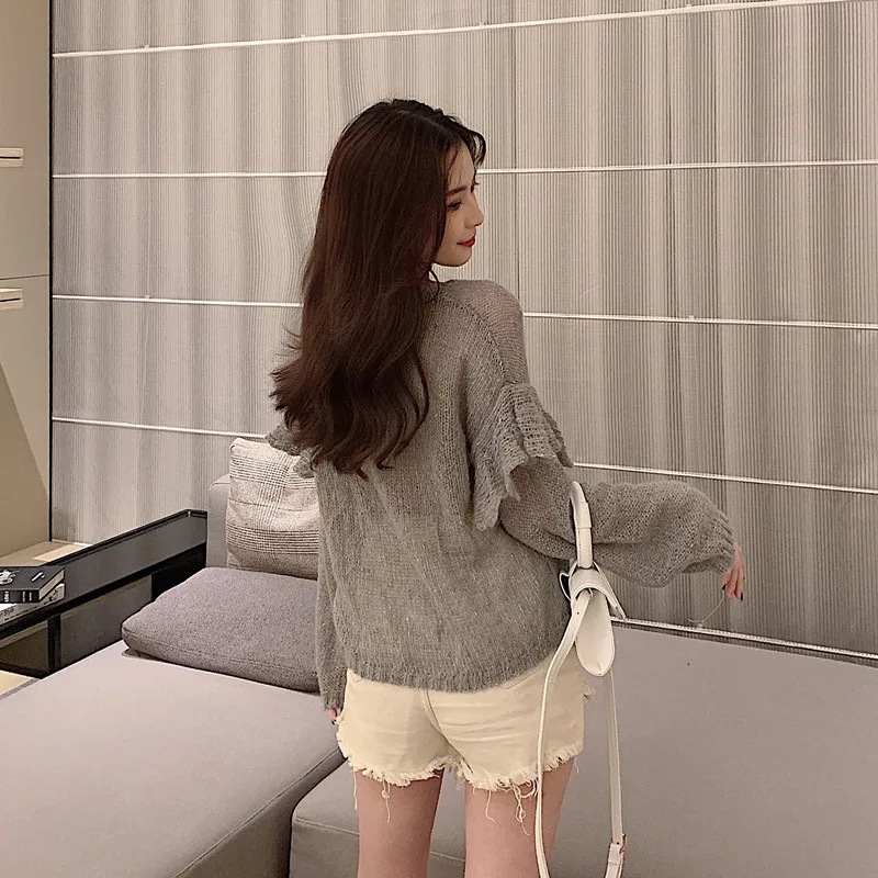 Missoov/брендовые свободные модные пуловеры с длинными рукавами и оборками вязаный