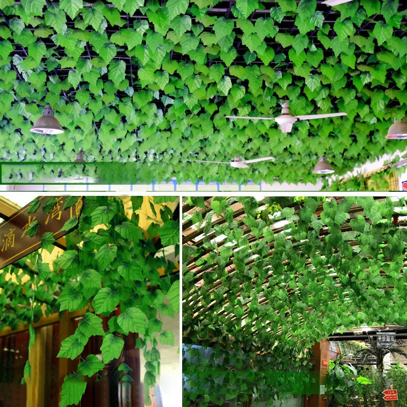 

230cm green silk artificial Hanging ivy leaf garland plants vine leaves 1Pcs diy For Home Bathroom Decoration Garden Party Decor
