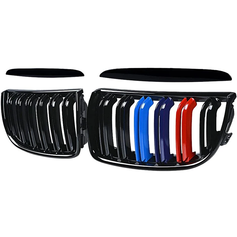 Глянцевая черная решетка радиатора из АБС с двойными рейками для 2005-2008 BMW 3 серии