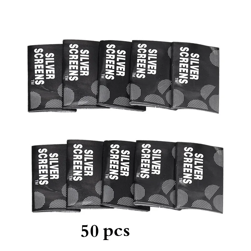 50pcs 100 шт Серебряные Трубы Экраны табачный кальян водопровод металлический фильтр из нержавеющей стали фильтры для кальяна Кальян наргиле - Цвет: 50pcs