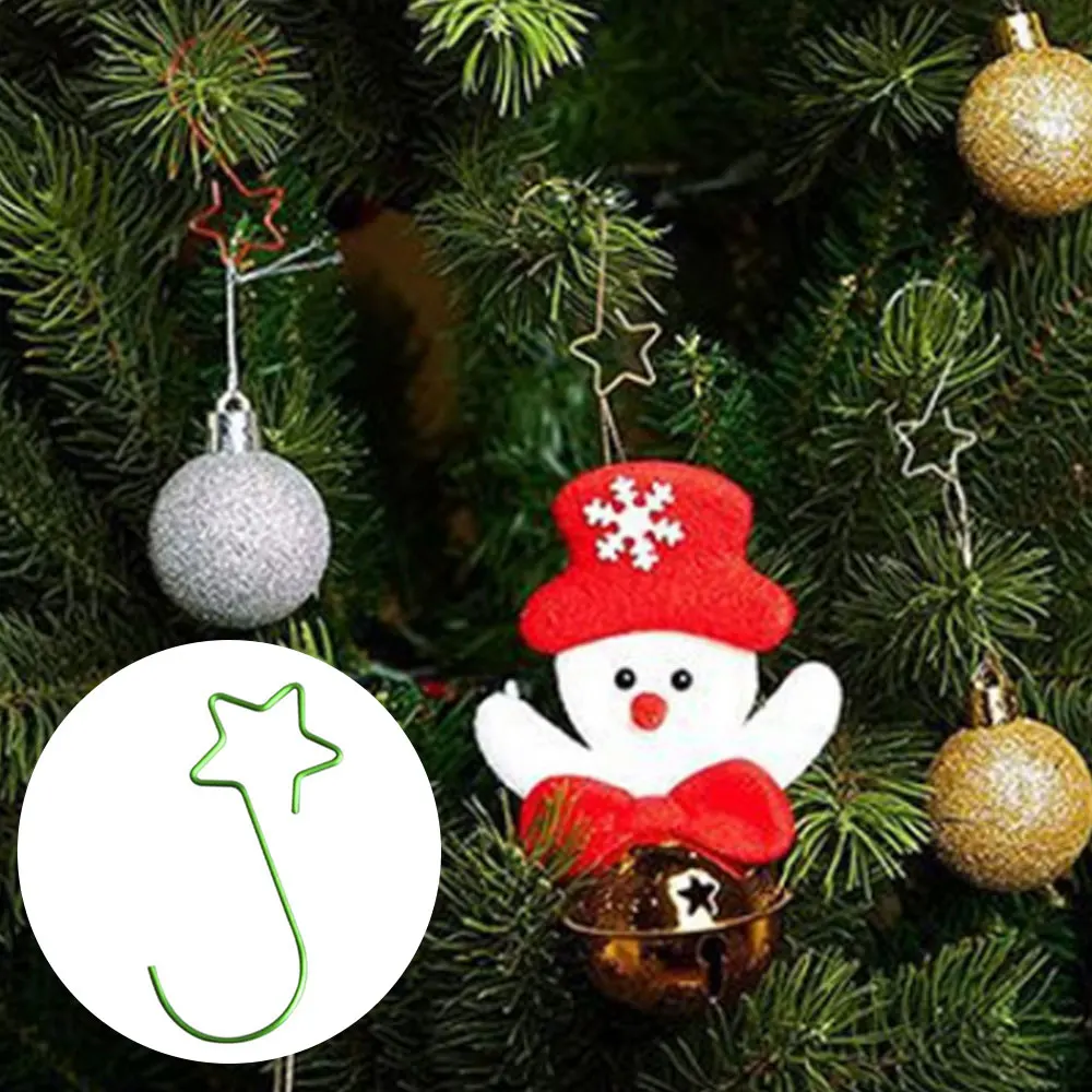 

Christmas Ornament Hooks Ornament Hangers Christmas Tree Decoration Maximum Load 2kg Star Shape Sturdy Hooks Christmas Tree