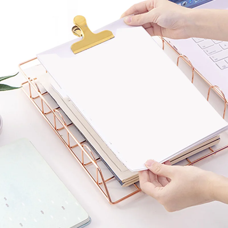 

4 Pcs Metal File Tray Desk Accessorie azine Holder File Office Organizer Layering Paper Storage Paper Tray