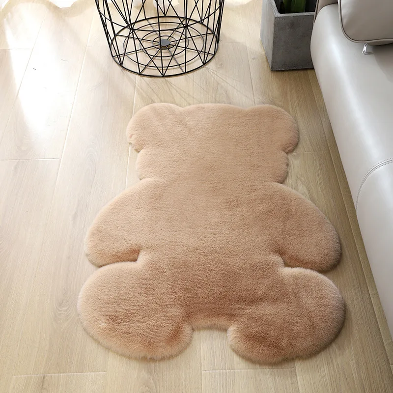 Faux Rabbit Fur Cartoon Animal Bear Shape Carpet Irregular Carpets Shaggy Children Soft Bedside Fluffy Rug Play Decor Mat | Дом и сад