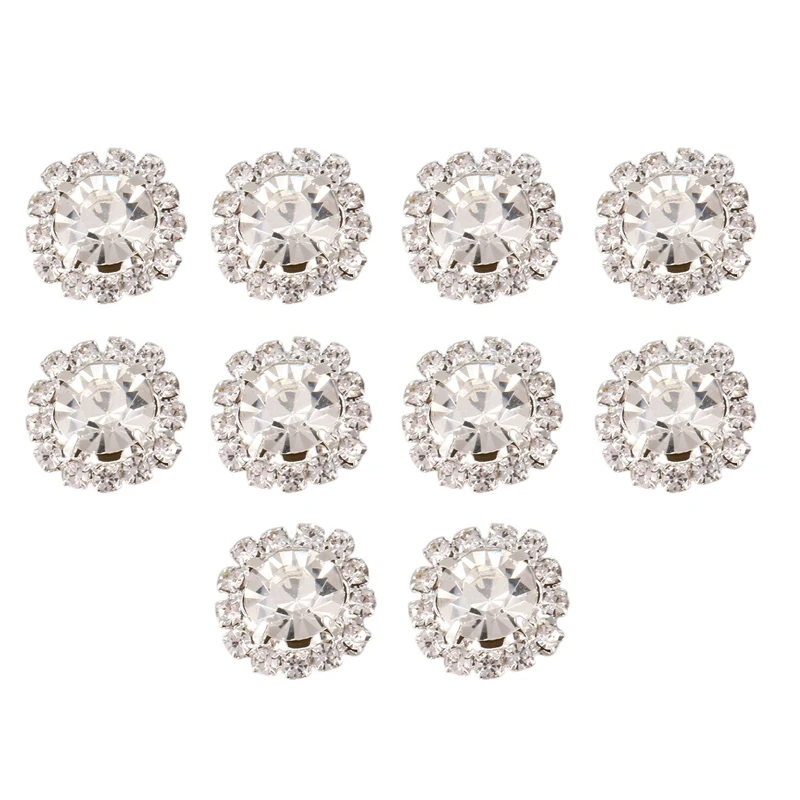 

AAAK -Crystal Rhinestone Button Flat back Decoration DIY 15mm 10 Pcs Clear