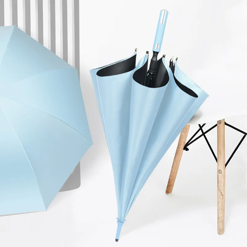 White Umbrella Korean Strong Windproof Automatic Black Coating Umbrellas Large Long Handle Guarda Chuva Rain Gear EH60RG