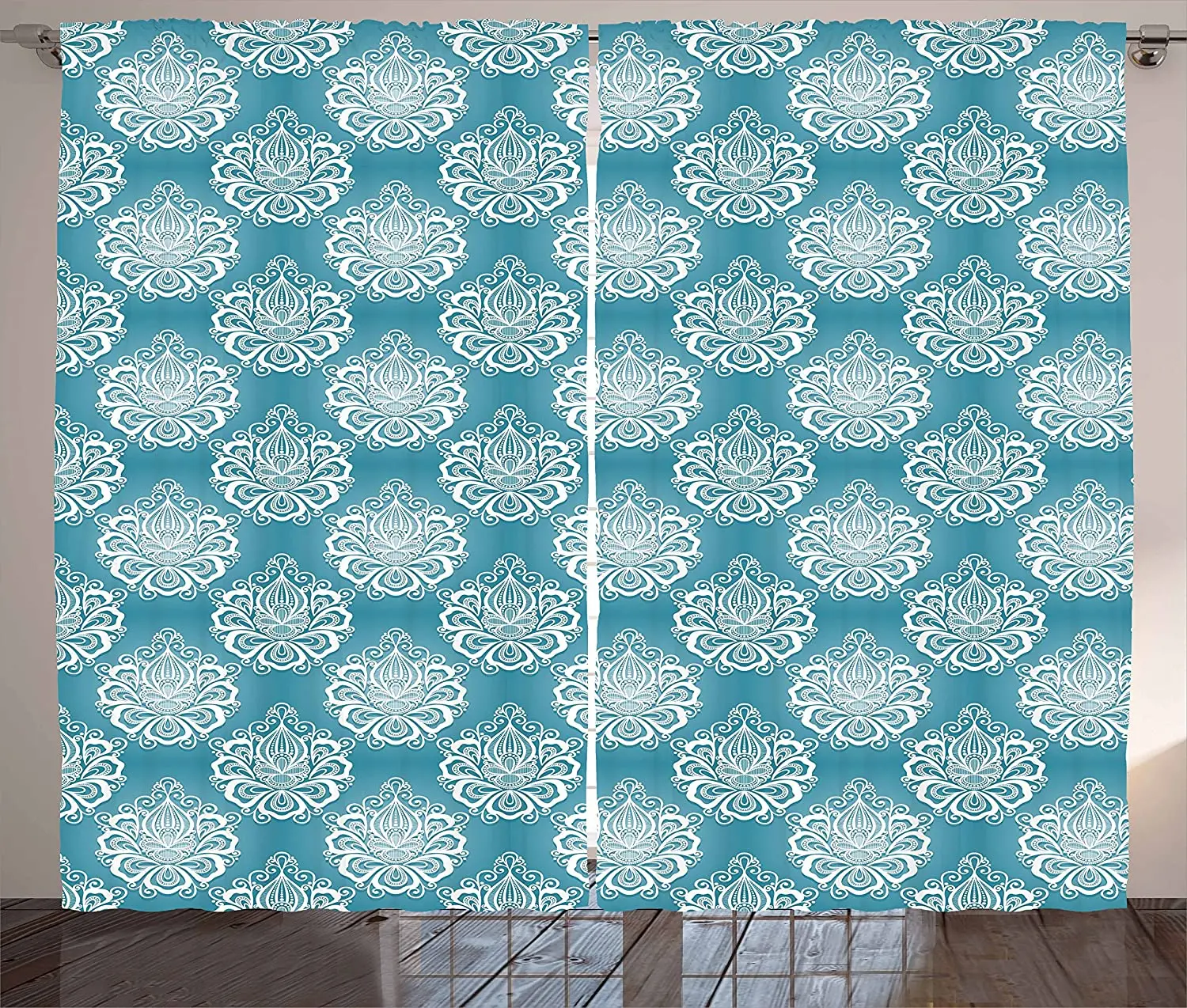

Blue and White Thermal Blackout Curtain for Living Room Bedroom Kitchen Home Hotel Coffee Decor Opaque Window Curtains