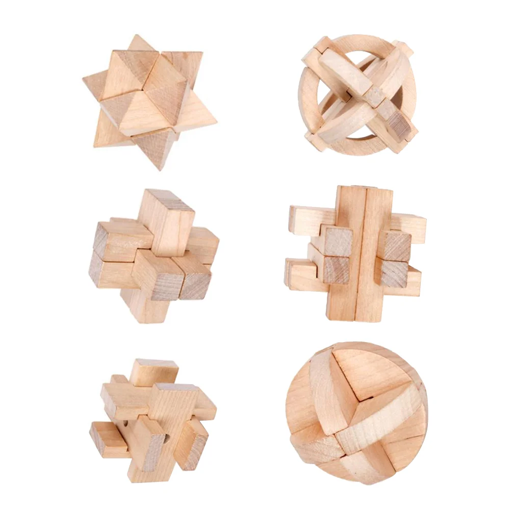 

6pcs Kongming Lock Intellectual Puzzle Wood Useful Ming Lock Toys