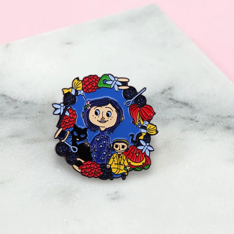 Милая эмалированная штифтовая булавка Coraline для девочек аниме Фанаты