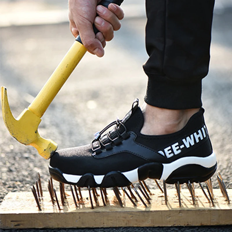 Летняя защитная обувь Мужские рабочие ботинки со стальным носком Дышащие