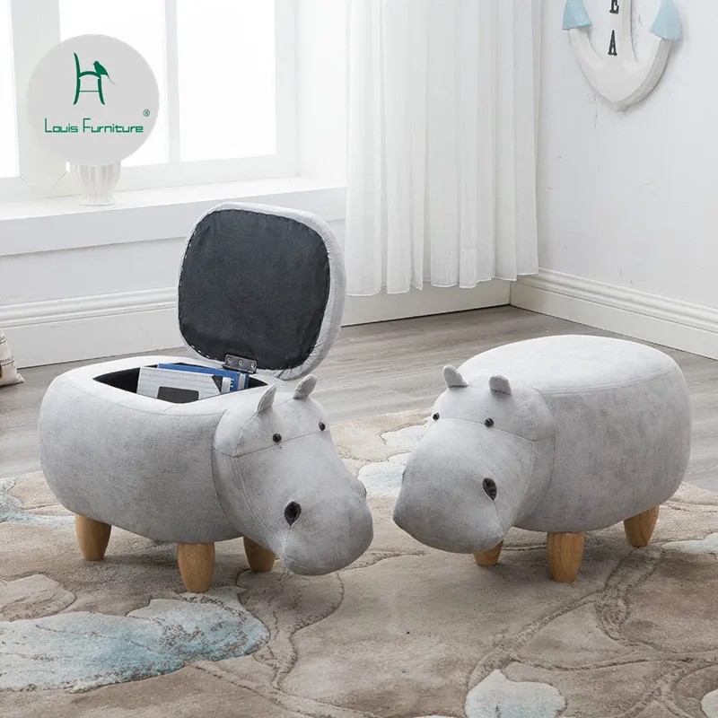 Стул для ног из массива дерева в стиле хиппо |