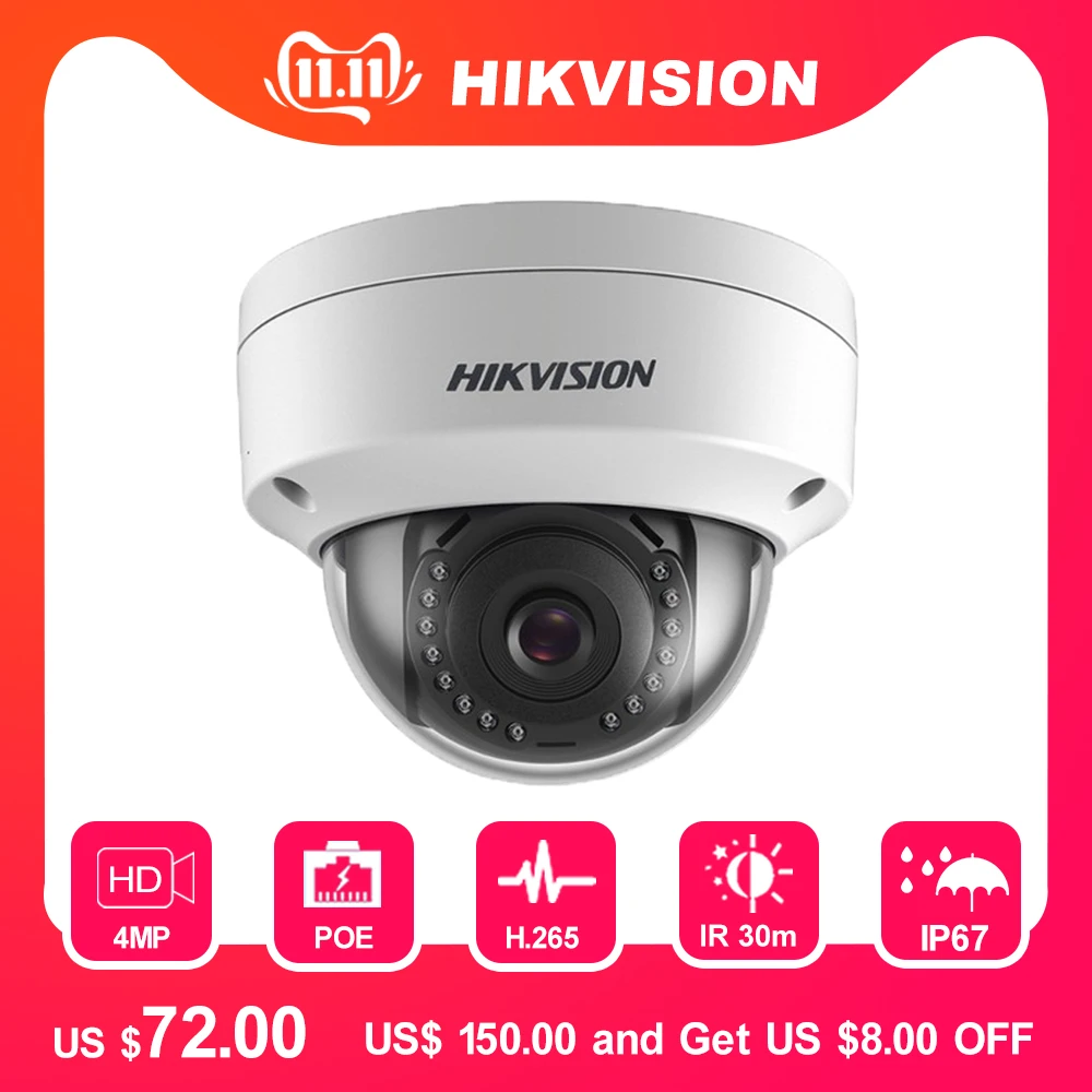Hikvision 4 мегапиксельная купольная IP камера видеонаблюдения H.265 DS 2CD1143G0 I