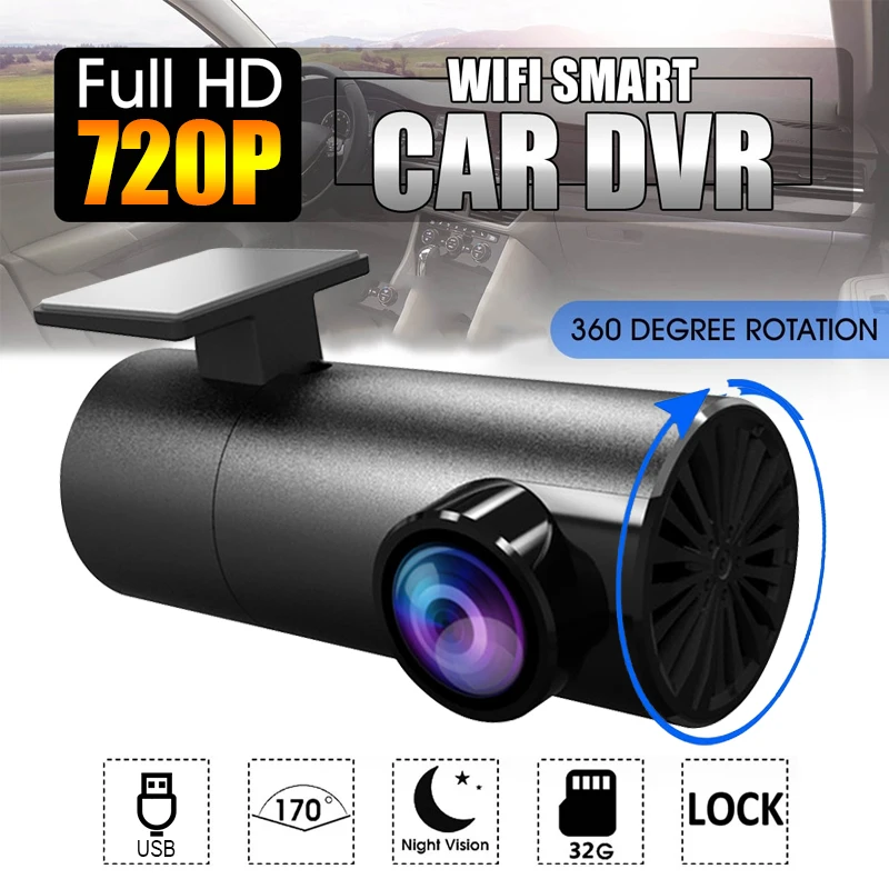 Car DVR Camera HD720P USB Car Driving Recorder Mirror Dash Cam Night Vision Auto Car Video Recorder TFCard Support WIFI Mini DVR