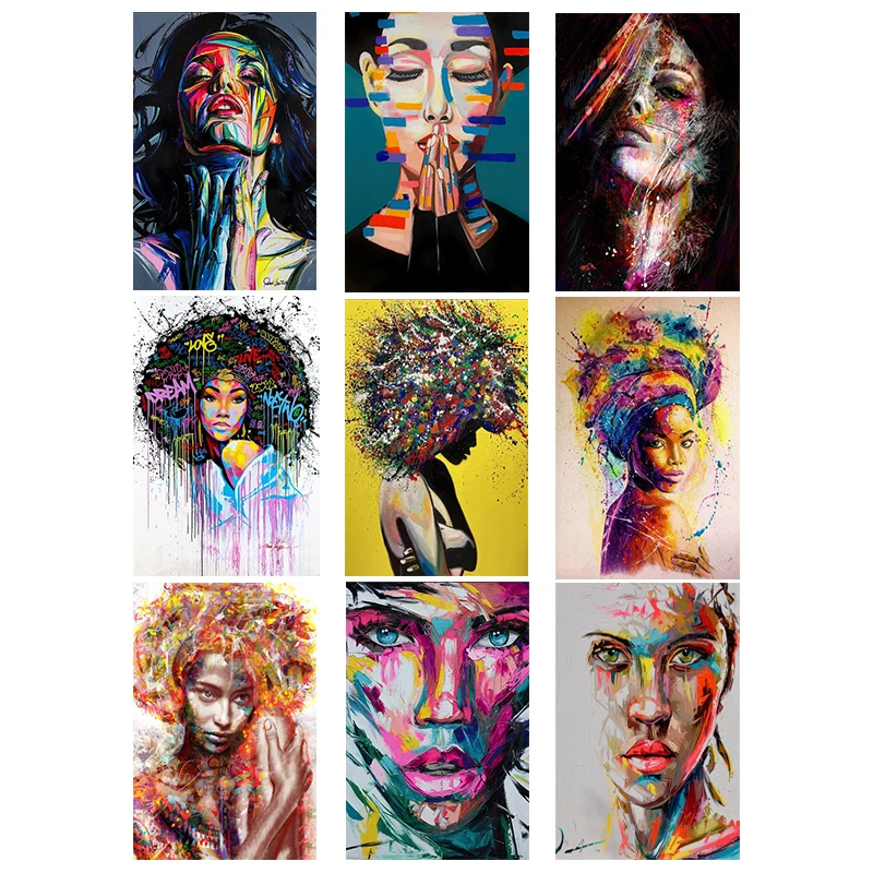 

African Graffiti Street Art Girl Wall Art Canvas Painting Poster and Prints Abstract Woman Portrait Wall Art Pictures Home Decor