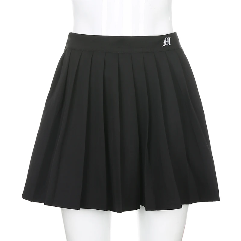 

White Pleated Skirt Short Woman Elastic Waist Mini Skirts Sexy Mircro Summer Embroidery Mini Tennis Skirt Preppy
