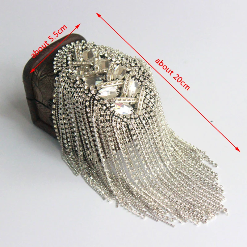 

Fashion Handmade Shoulder Jewelry Tassel Rhinestones Epaulettes Clothing Accessories Brooch Epaulet Shoulder Brooches