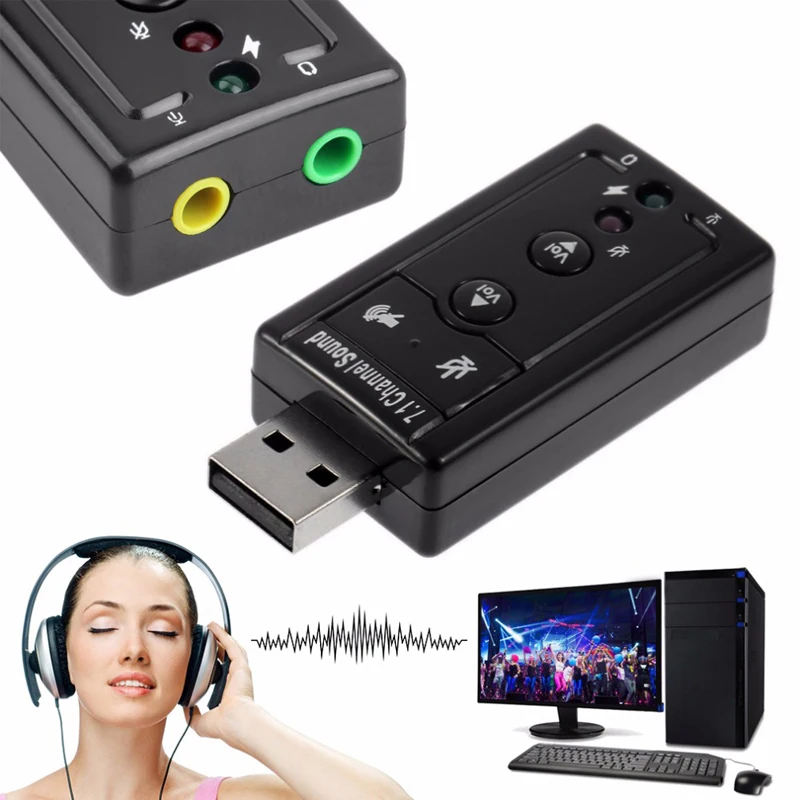 Oppselve External USB Virtual 7.1 Channel 3D Speaker Audio Microphone Sound Card Mic Adapter 3.5mm Jack Stereo Headset Converter | Мобильные
