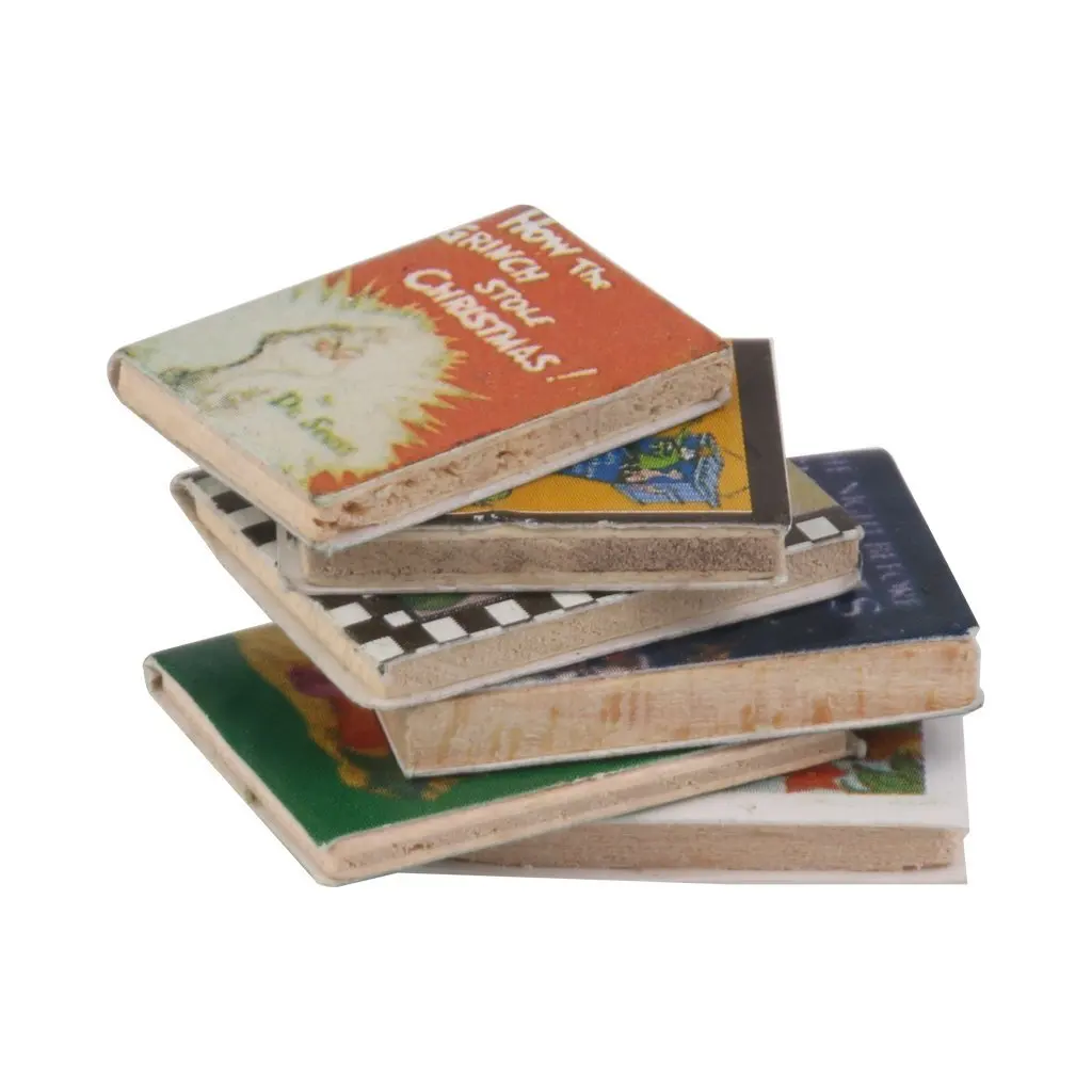 

ABWE Best Sale 1/12 Wooden Doll house Miniature Books 6 pcs colorful