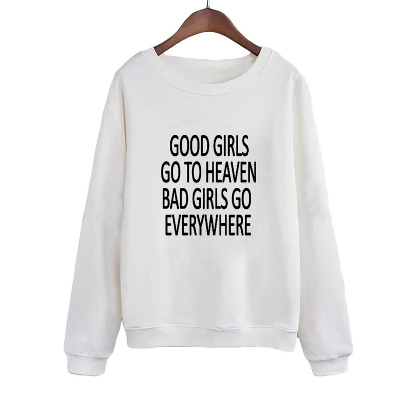 

Fashion O-neck Hoodies Letters Sweatshirt Autumn Clothes Women Tracksuit Black Pink Polerones Mujer GOOD GIRLS GO TO HEAVEN